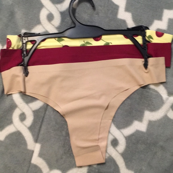 AQS Thong Panties 3 pack Lg Nylon Spandex Cherry - Picture 4 of 4